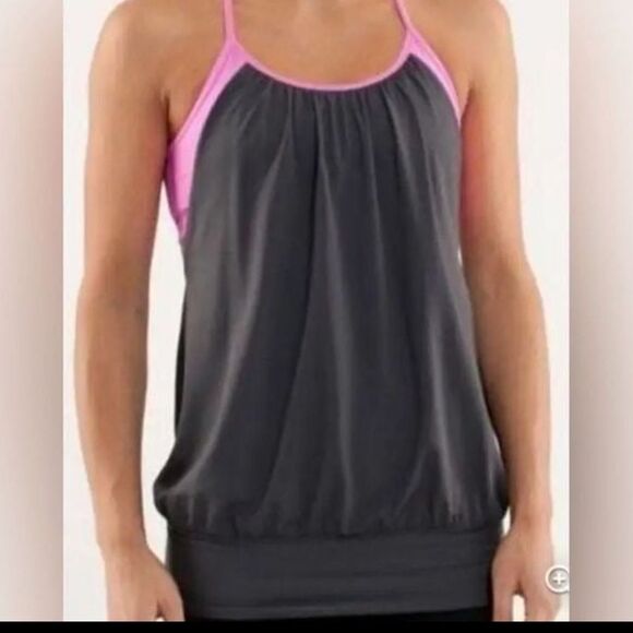 Lululemon No Limits Tank - Purple And Black Sleeveless Top Built In Bra Workout - Picture 2 of 8